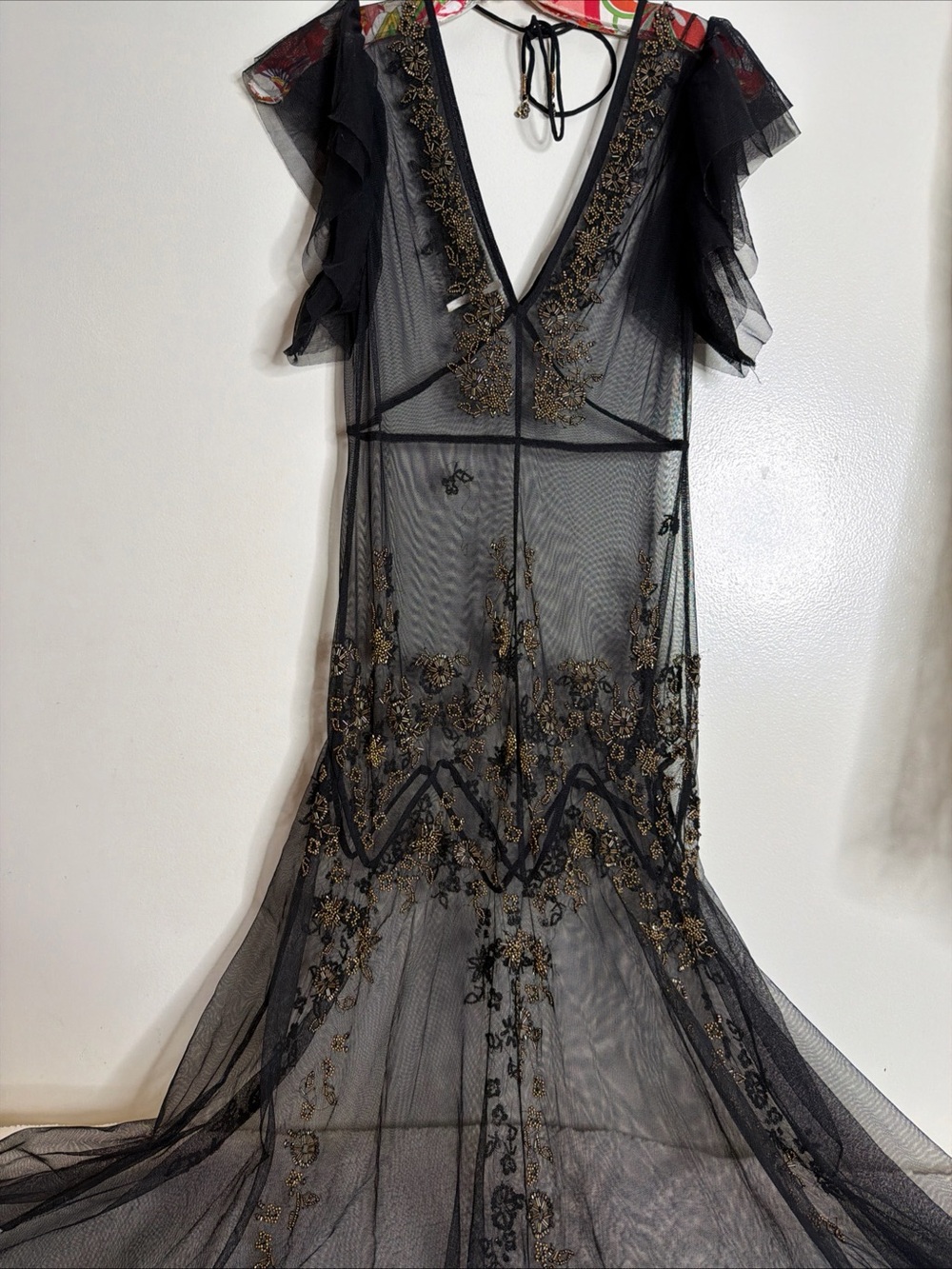 Free People Annabelle Beaded Embellished Mesh Maxi Slip Dress - Picture 4 of 7